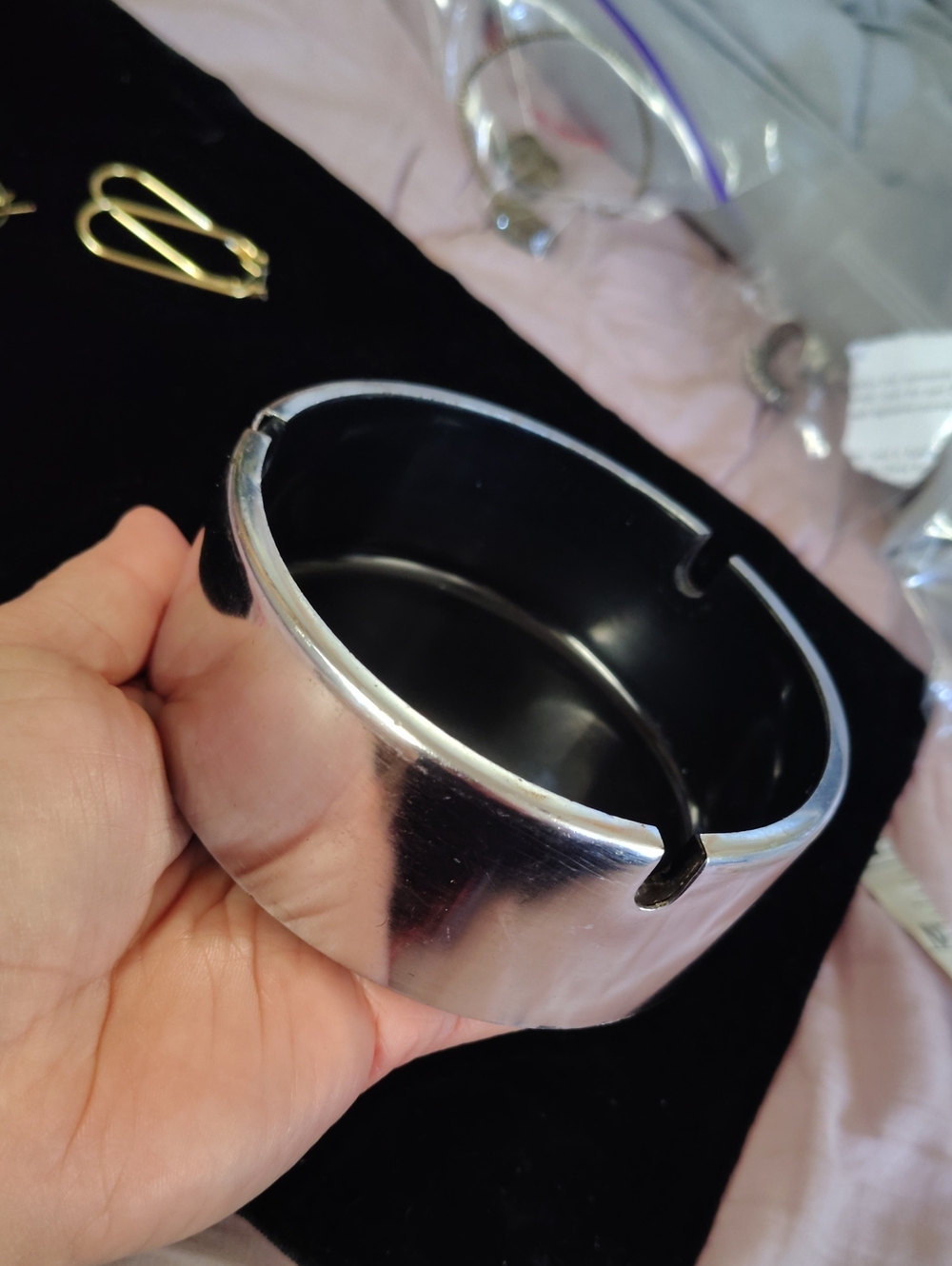 Chrome And Plastic Ashtray